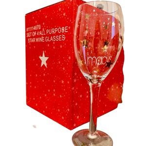 Macys Limited Star Wine Glass Set of 4 NWT
